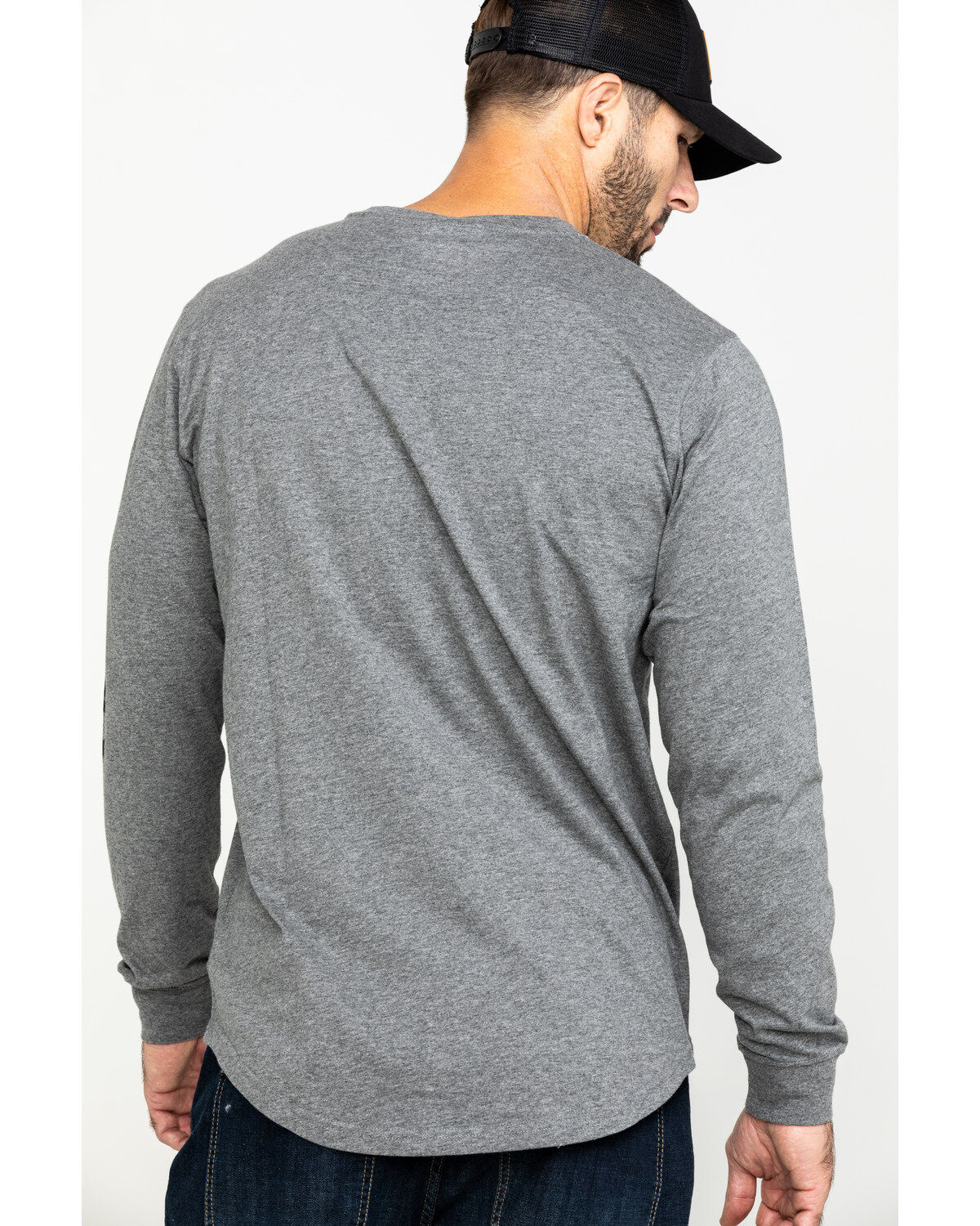 Hawx Men's Gray Logo Sleeve Long Sleeve Work T-Shirt - Tall