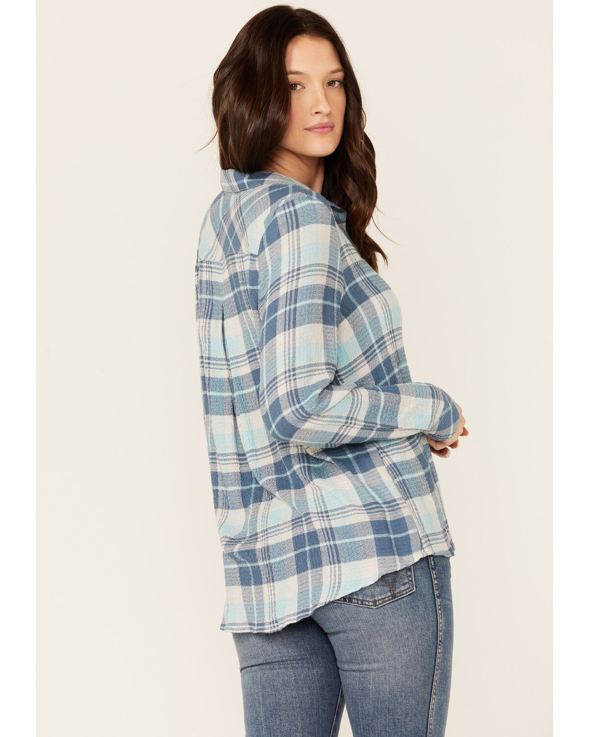 North River Women's Crinkle Ryn Plaid Shirt