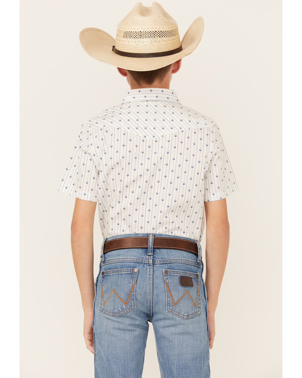 Cody James Boys' Challenger Horseshoe Print Short Sleeve Snap Western Shirt