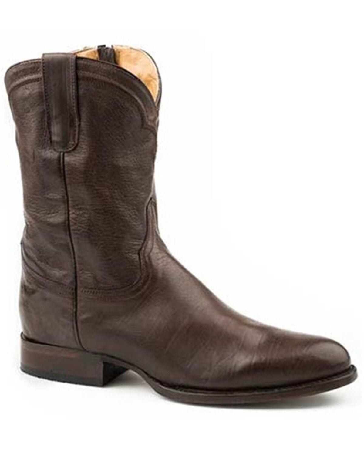 Stetson Men's Rancher Zip Burnished Vamp Western Roper Boots - Round Toe