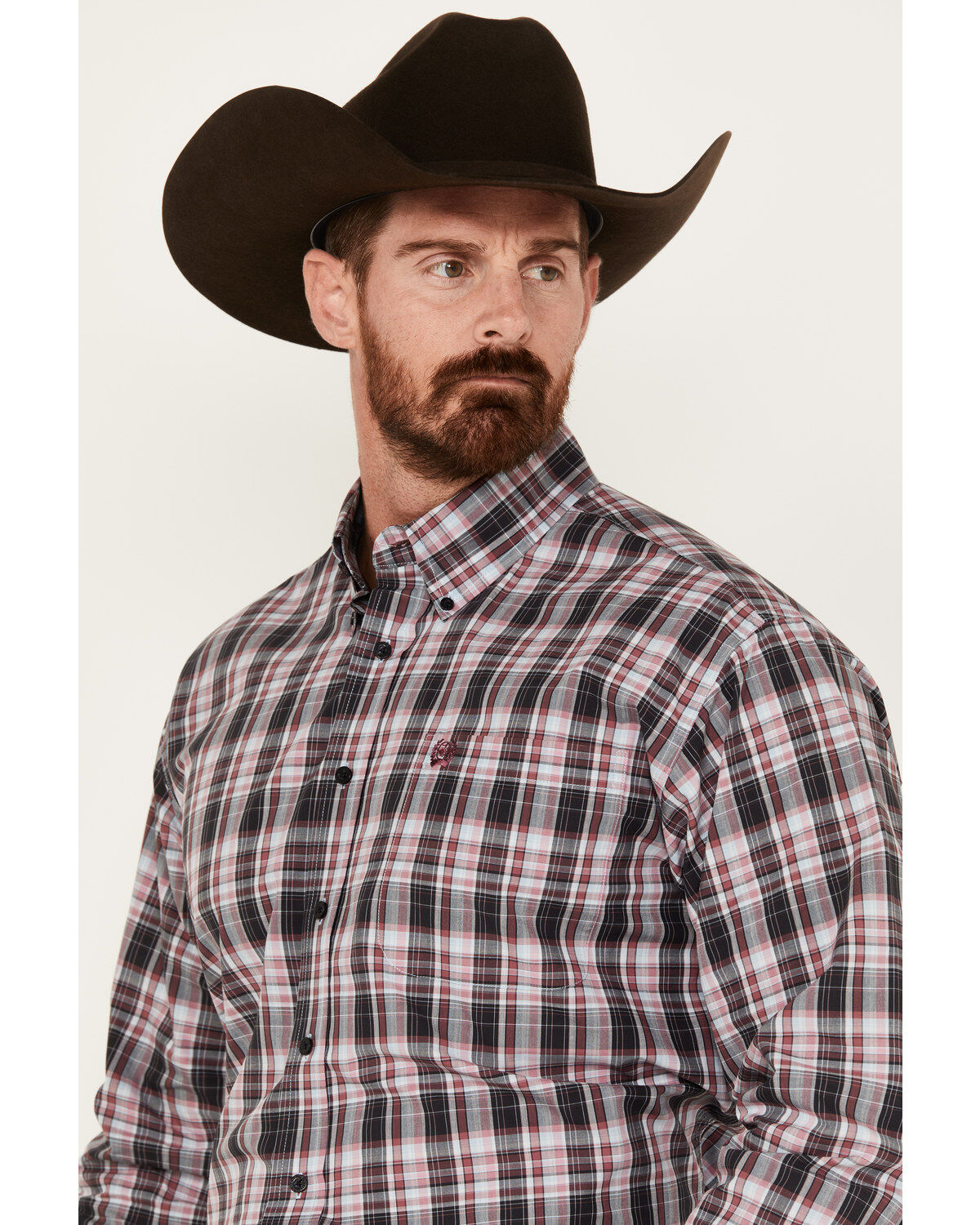 Cinch Men's Plaid Print Long Sleeve Button-Down Western Shirt