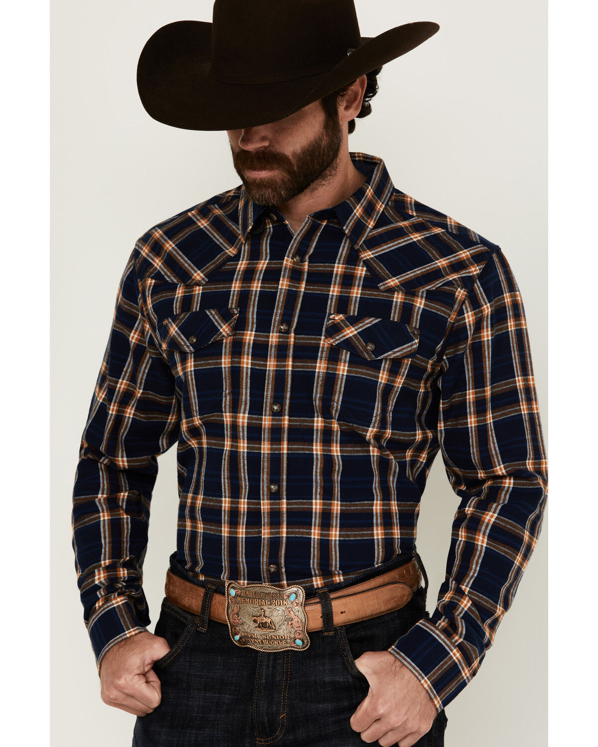 Cody James Men's Tombstone Plaid Print Long Sleeve Snap Western Shirt