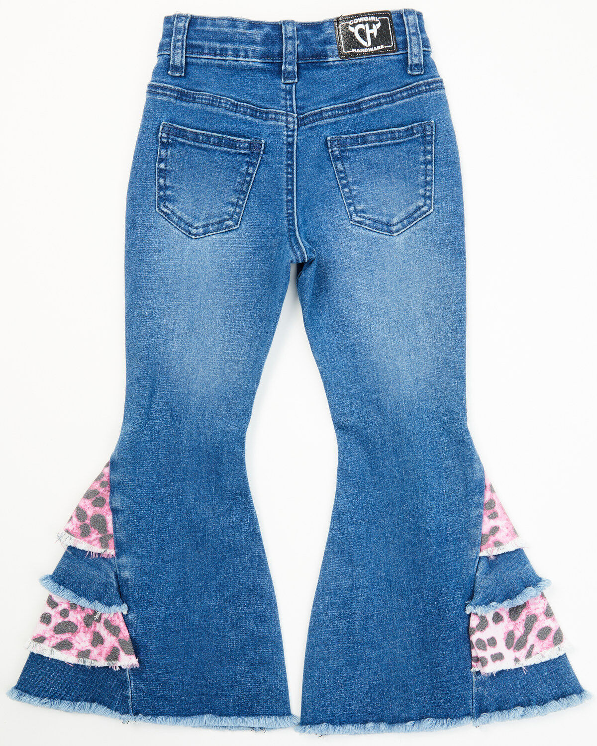 Cowgirl Hardware Toddler Girls' Leopard Print Side Ruffle Flare Jeans