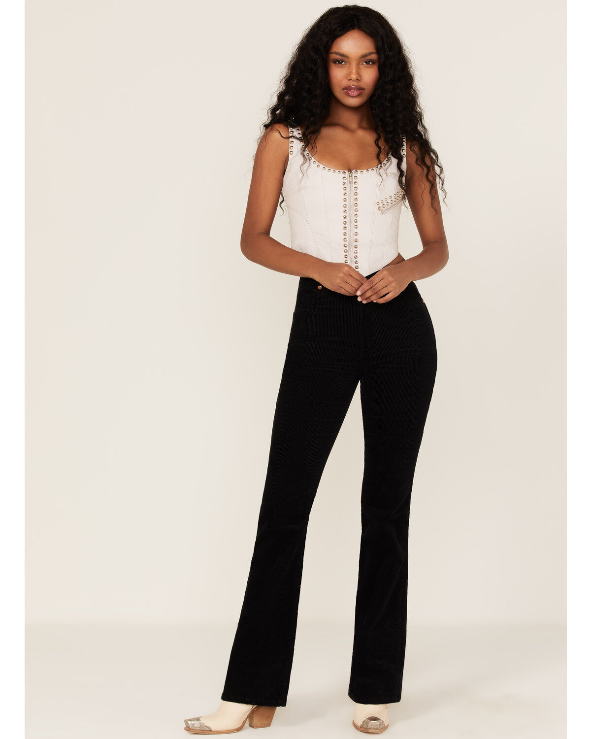 Understated Leather Women's Studded Leather Moto Bustier