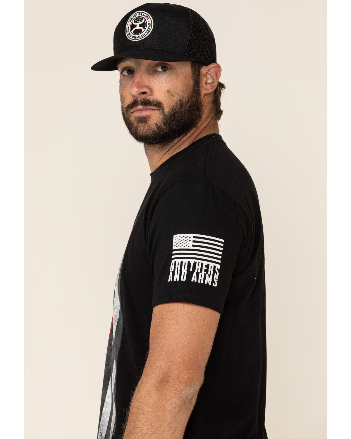 Brothers & Arms Men's Red Line Flag Graphic Short Sleeve T-Shirt