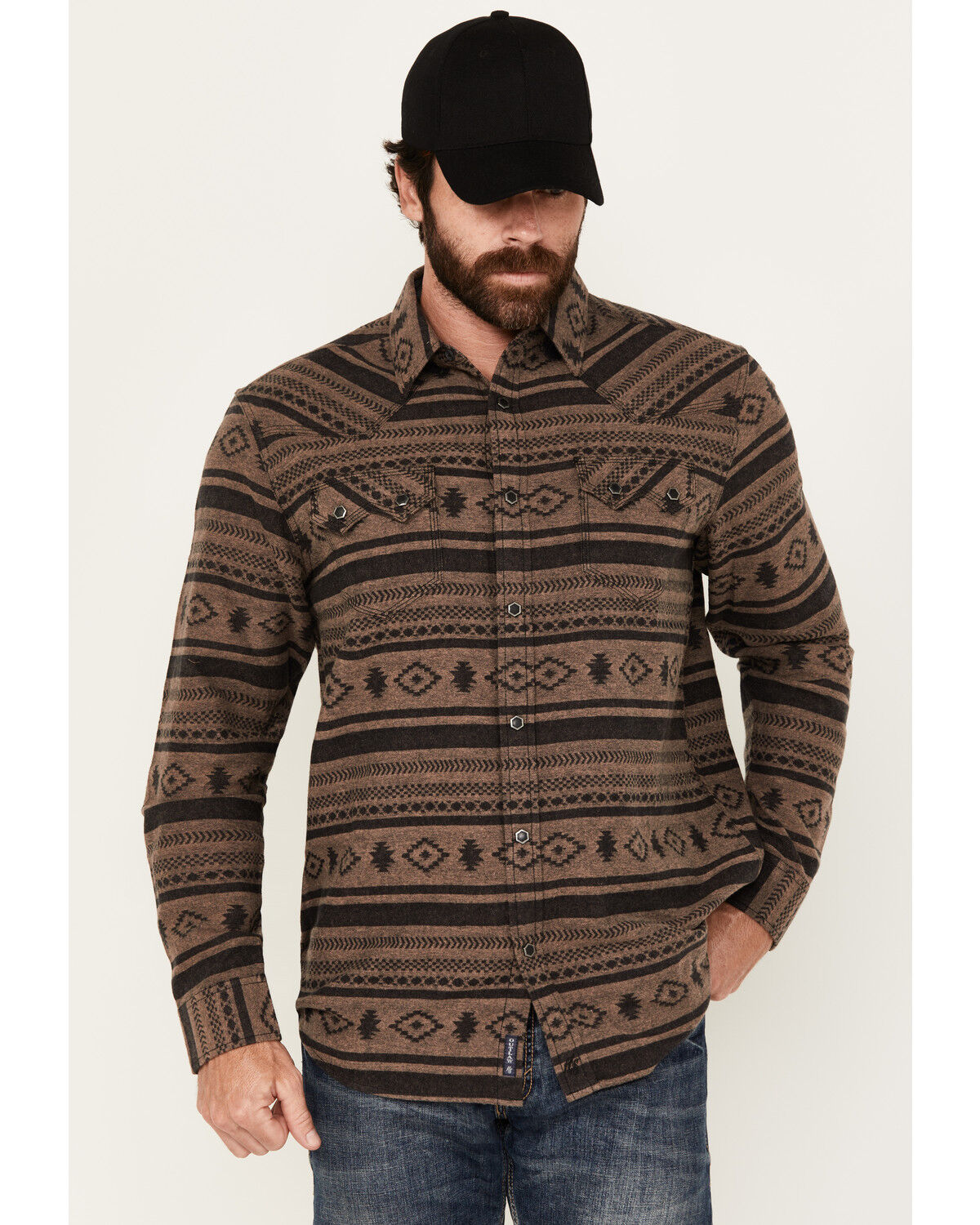 Moonshine Spirit Men's Deer Valley Southwestern Striped Long Sleeve Snap Western Shirt