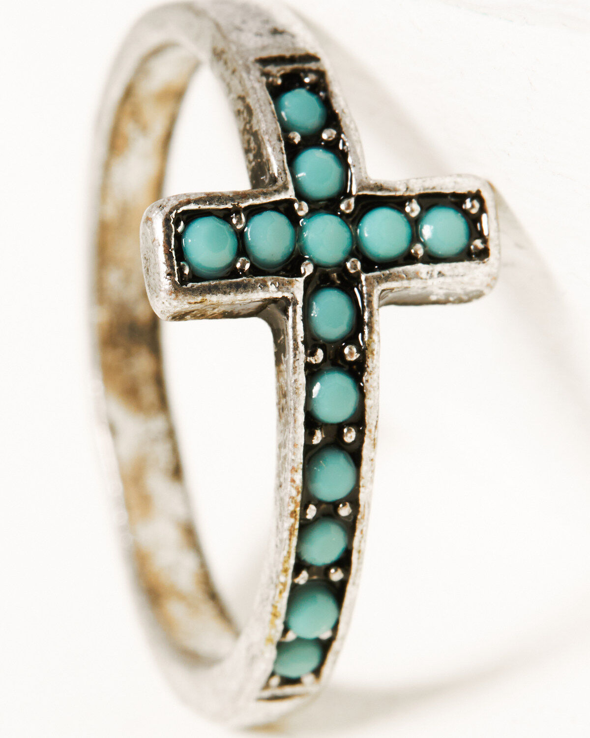 Shyanne Women's Silver & Turquoise Stone Cross 5-piece Ring Set