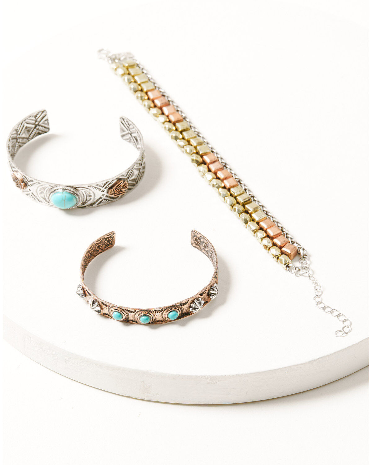Shyanne Women's Cactus Rose Mixed Metal Bracelet Set - 3 Piece