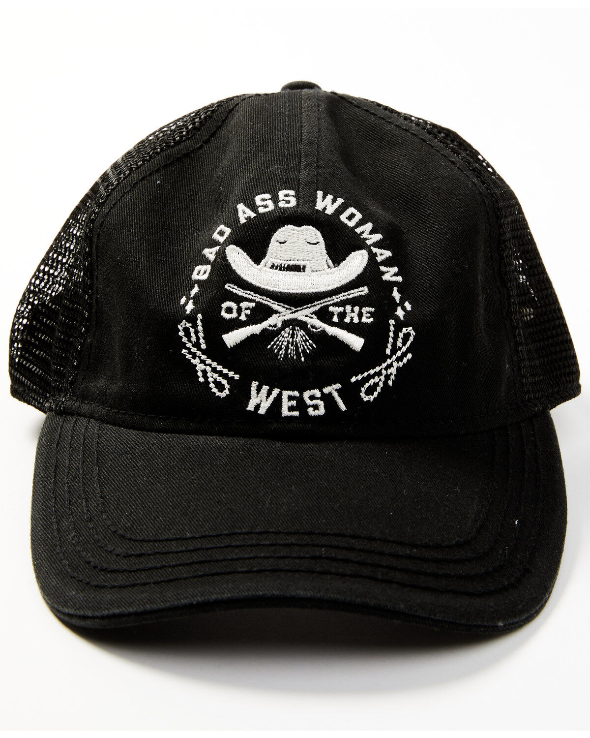 Idyllwind Women's Bad Ass Woman Embroidered Mesh Back Ball Cap