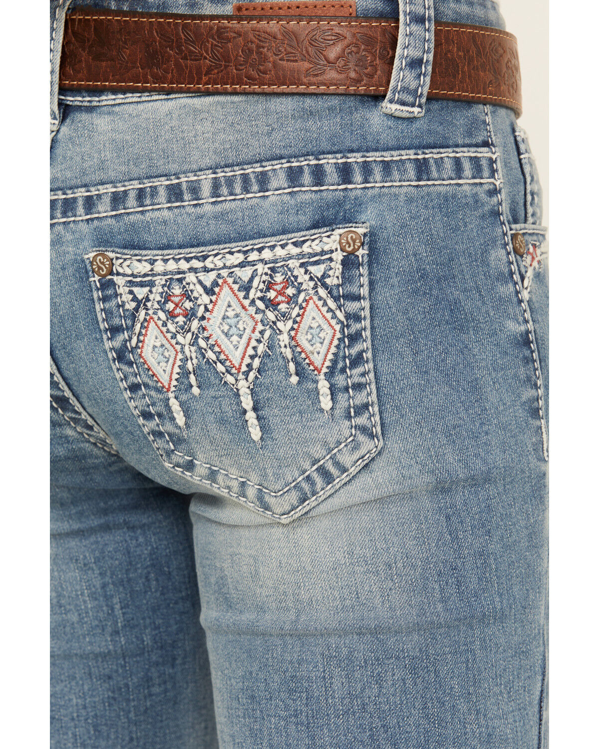 Shyanne Girls' Medium Wash Diamond Pocket Bootcut Stretch Denim Jeans