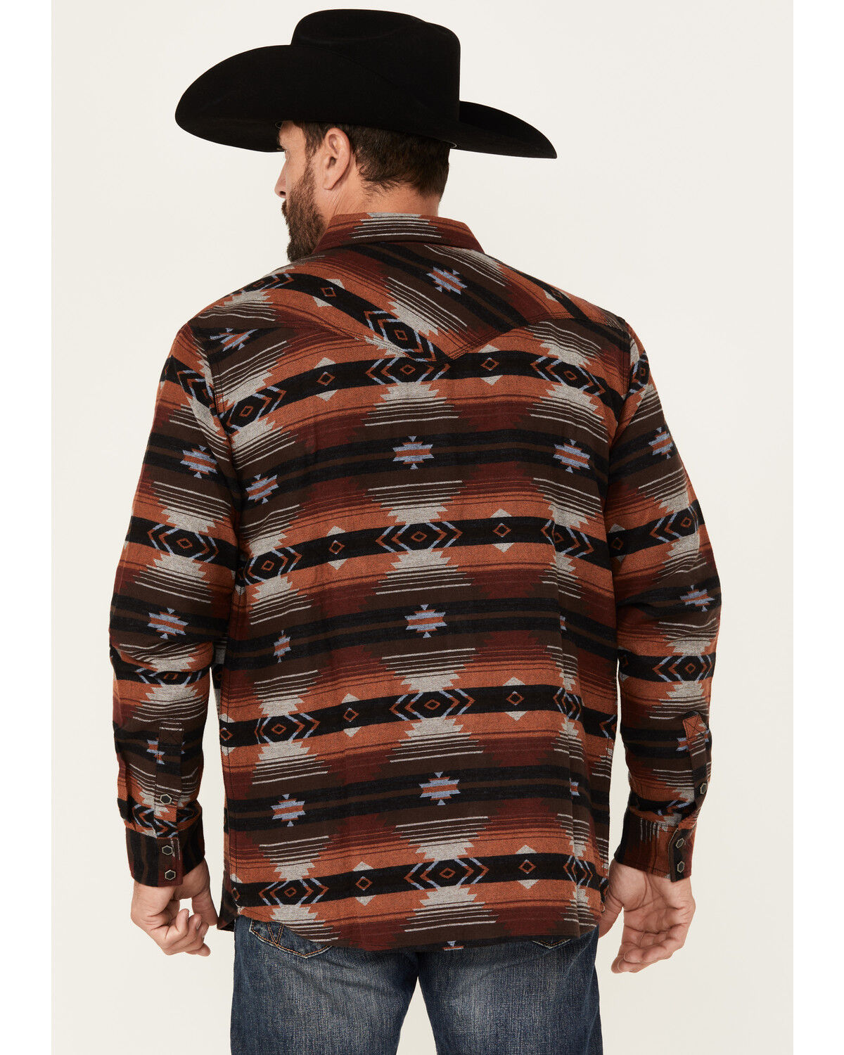 Moonshine Spirit Men's Smoke Cover Southwestern Print Long Sleeve Snap Western Shirt