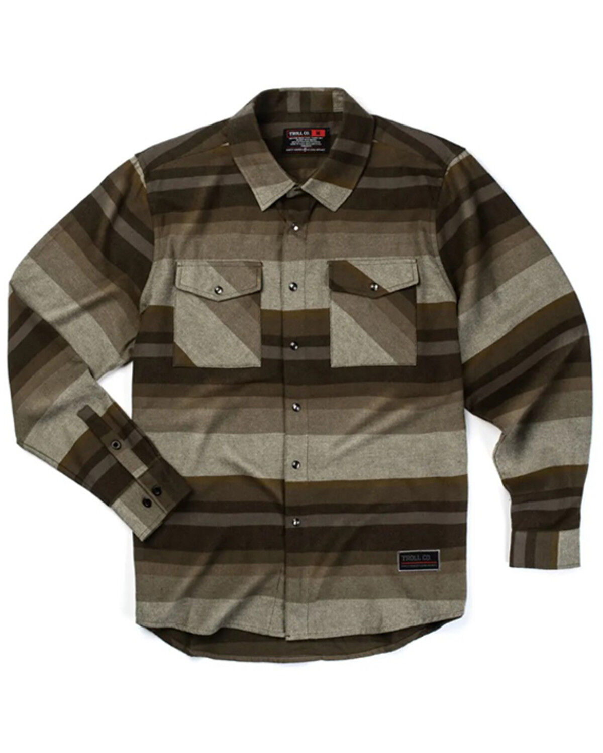 Troll Co Men's Otto Striped Long Sleeve Pearl Snap Flannel Shirt