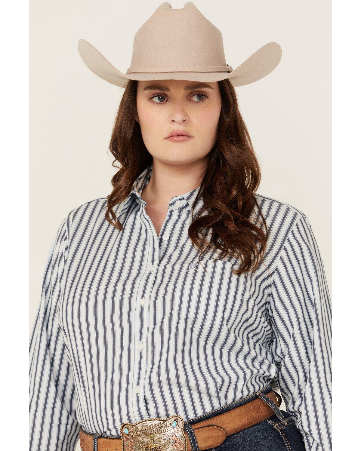 Ariat Women's Kirby Striped Print Long Sleeve Button-Down Stretch Western Shirt - Plus