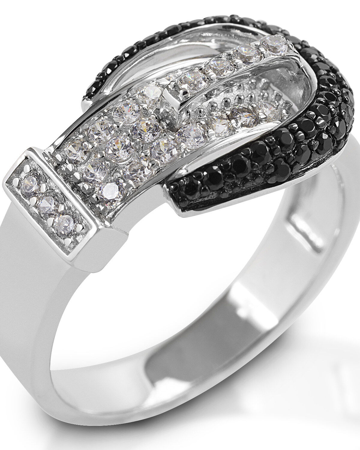 Kelly Herd Women's Black Pave Buckle Ring