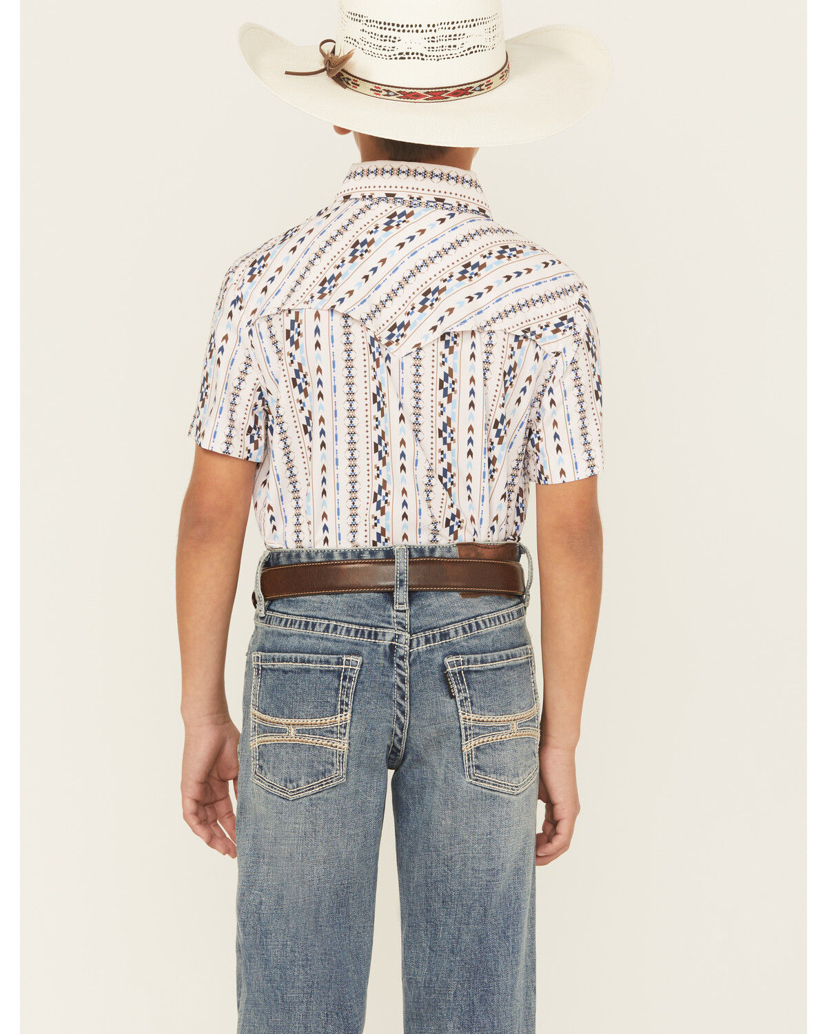 Rock & Roll Denim Boys' Southwestern Print Short Sleeve Button-Down Polo