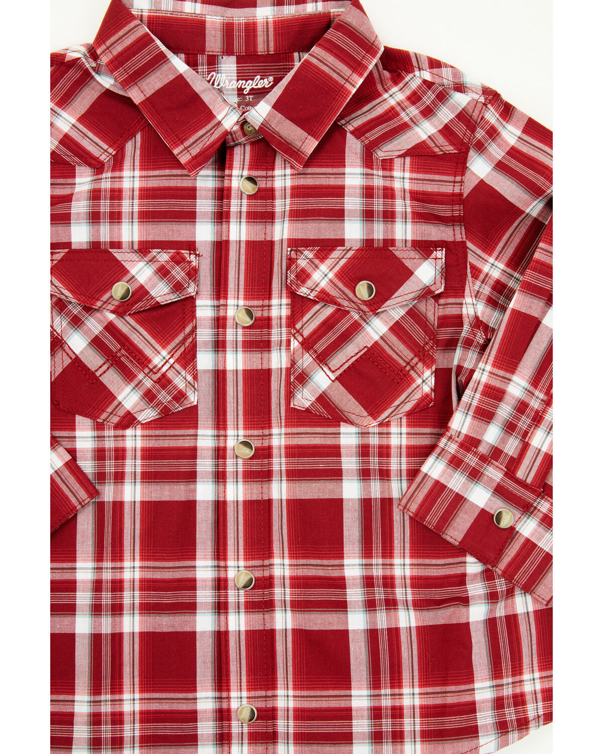 Wrangler Toddler Boys' Plaid Print Long Sleeve Snap Western Shirt