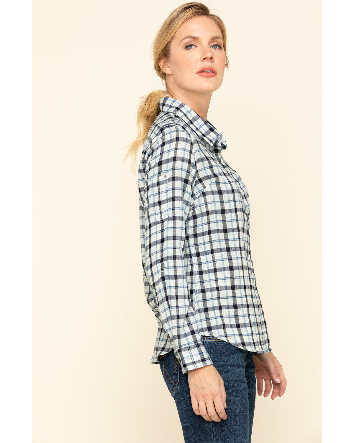 Dovetail Workwear Women's Plaid Print Long Sleeve Button Down Givens Work Shirt