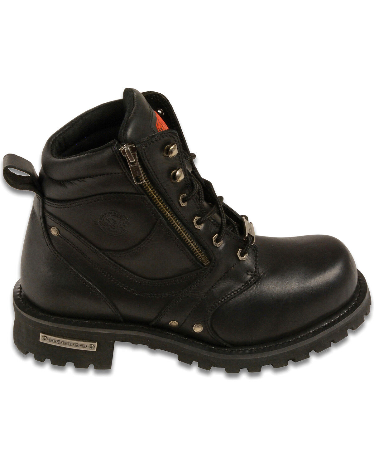 Milwaukee Leather Men's 6" Side Zipper Boots - Round Toe - Wide