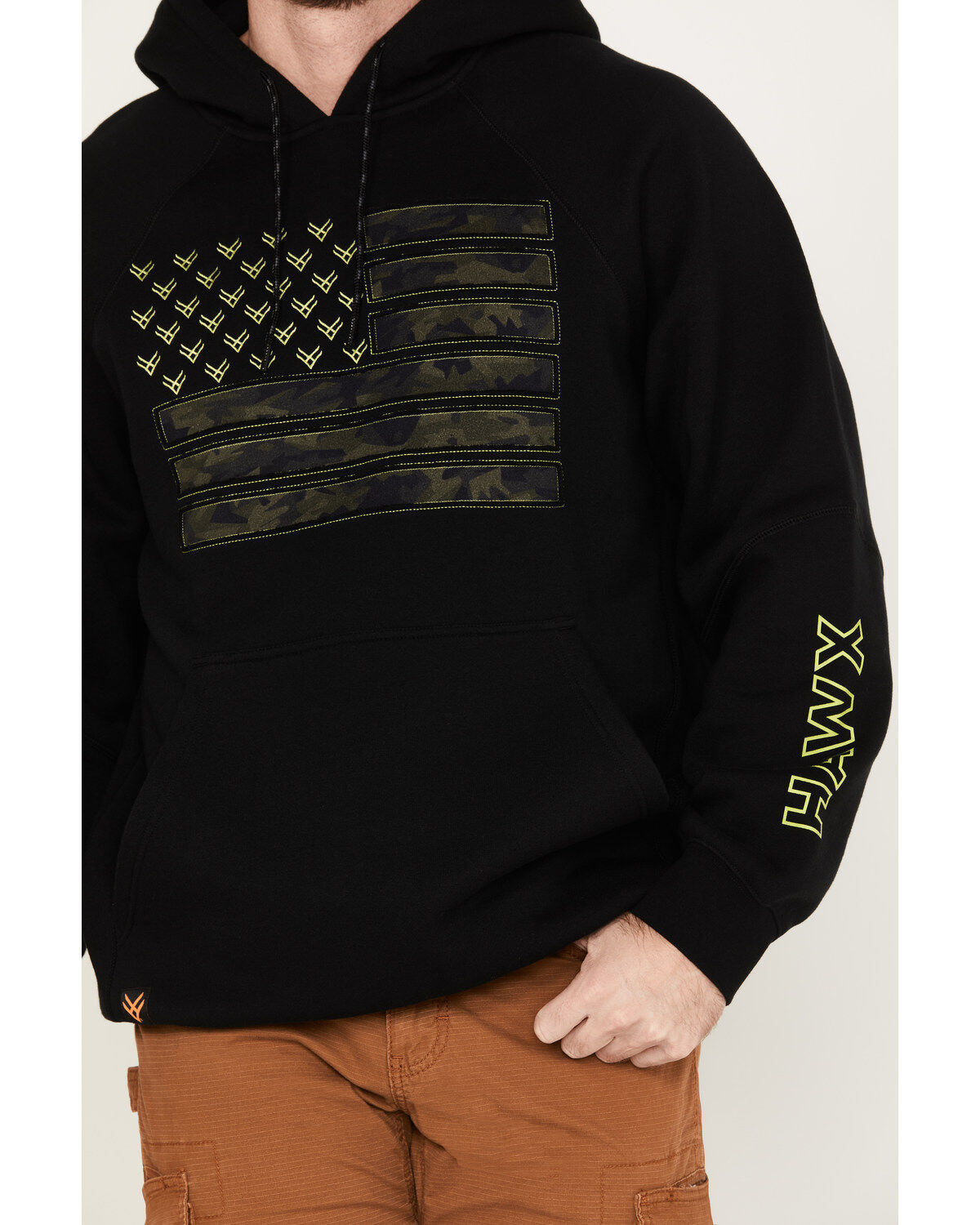 Hawx Men's Camo Flag Graphic Fleece Hooded Sweatshirt