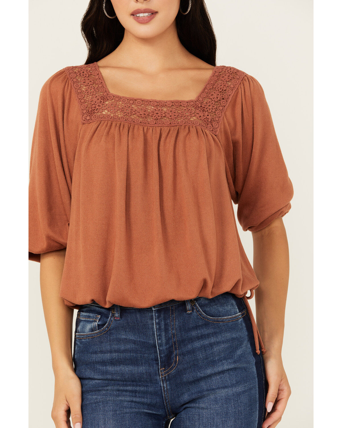 Wild Moss Women's Crochet Trim Top