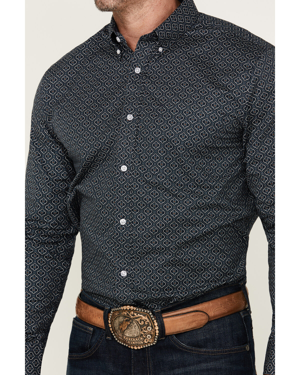 Cody James Men's Slingshot Geo Print Long Sleeve Button-Down Stretch Western Shirt