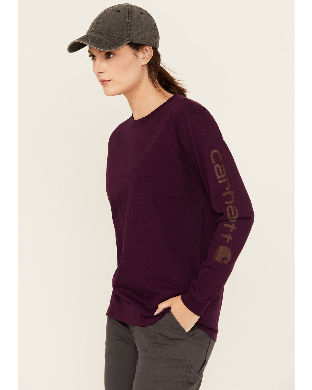 Carhartt Women's Logo Loose Fit Heavyweight Long Sleeve Graphic Work Tee