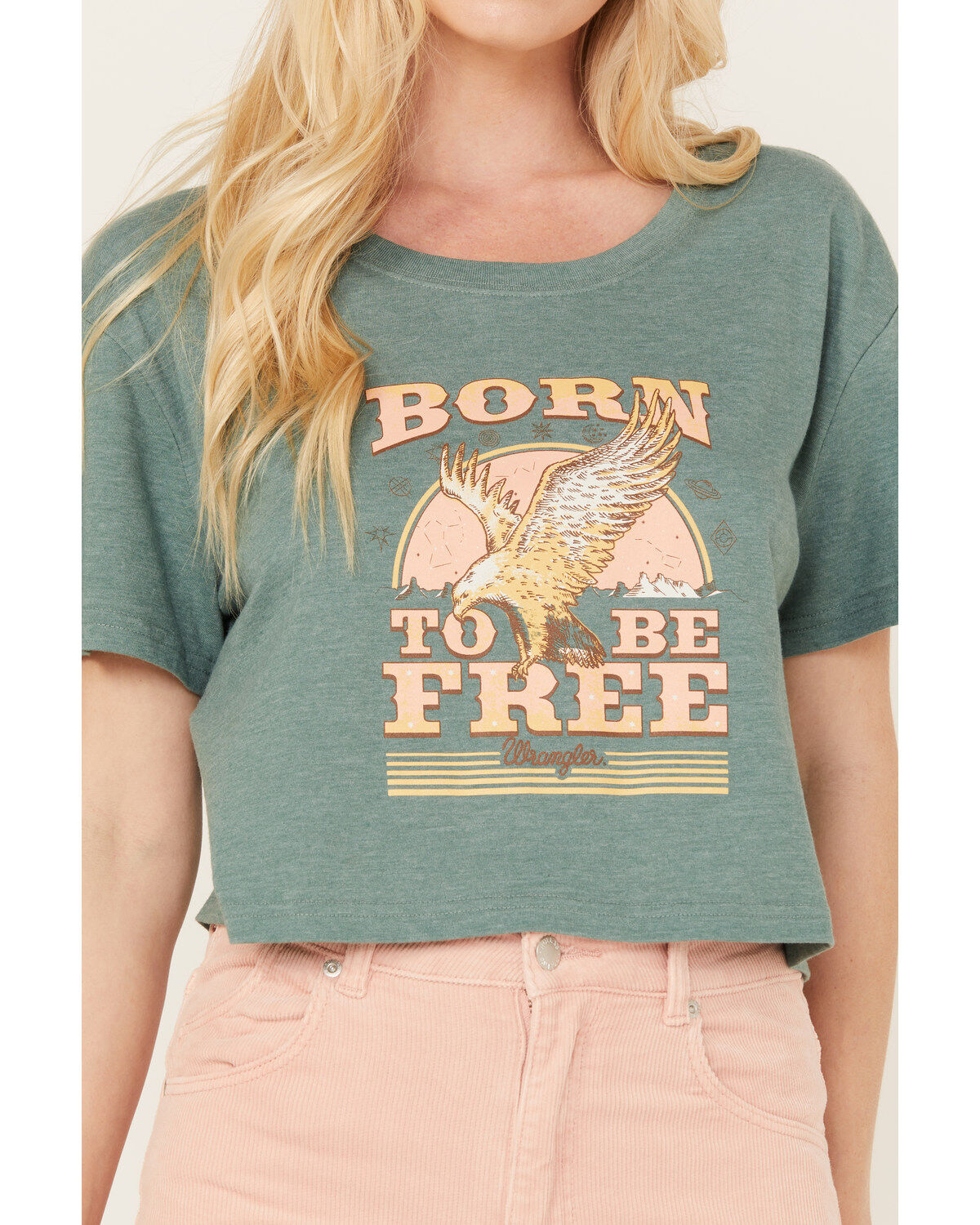 Wrangler Women's Born To Be Free Short Sleeve Cropped Graphic Tee