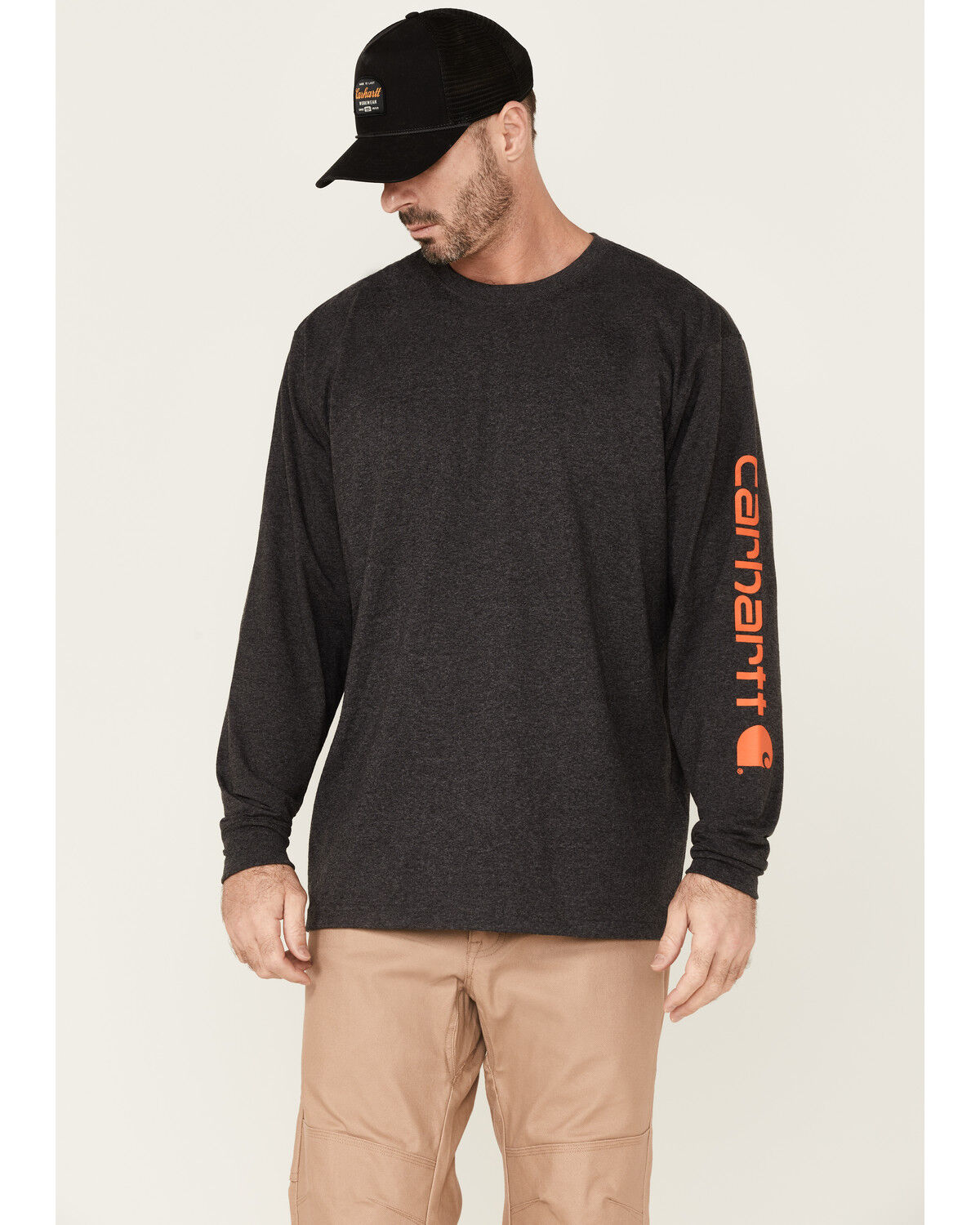 Carhartt Men's Loose Fit Heavyweight Long Sleeve Logo Graphic Work T-Shirt - Tall