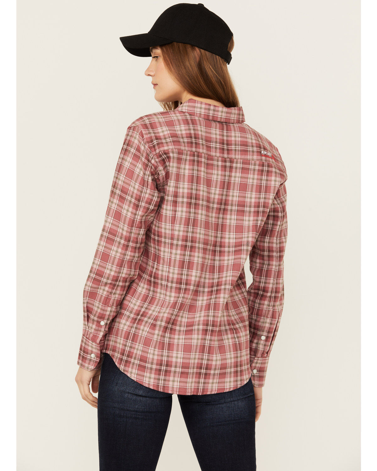 Ariat Women's FR Plaid Print Long Sleeve Snap Work Shirt