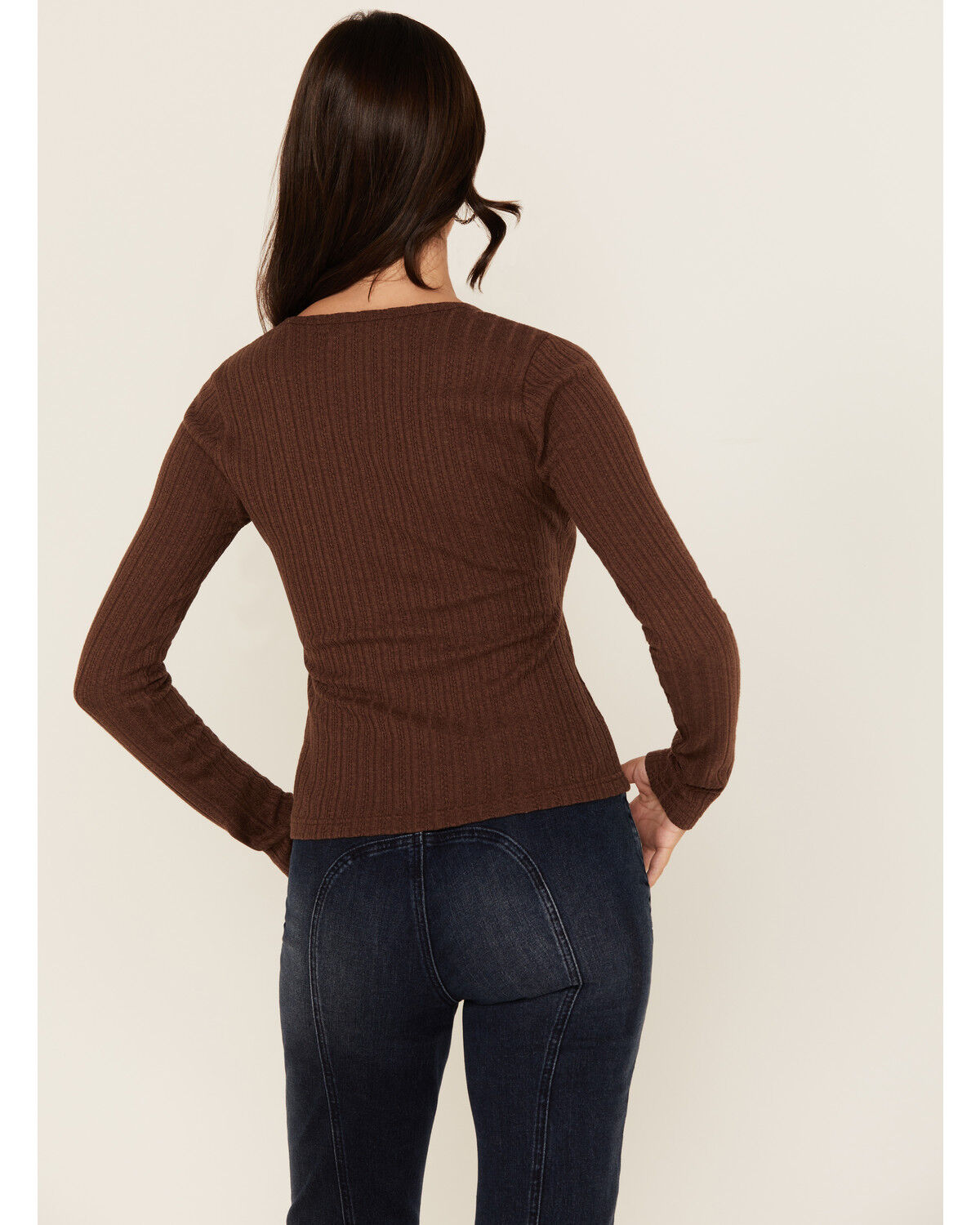 Shyanne Women's Solid Ribbed Long Sleeve Shirt