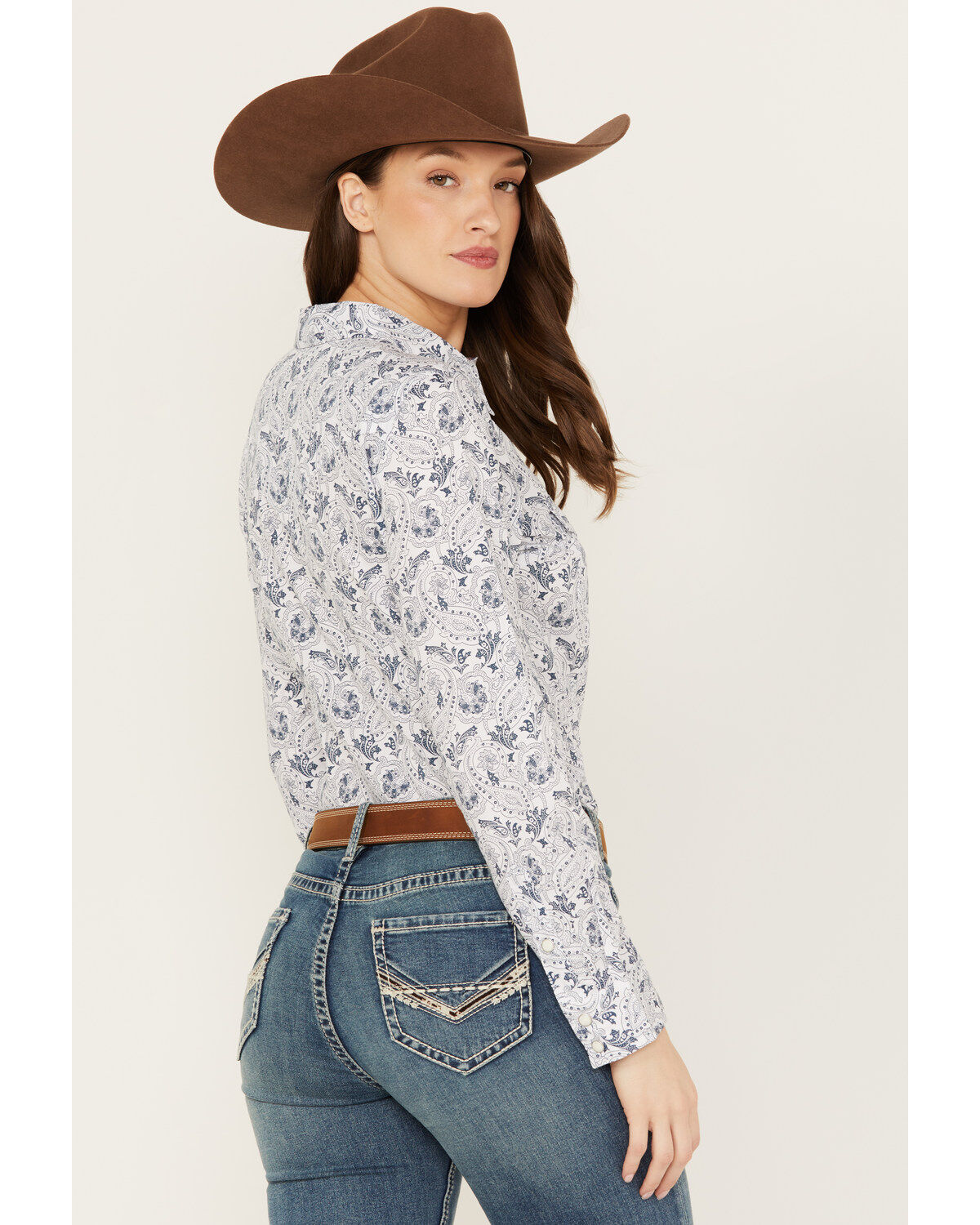 Wrangler Women's Paisley Print Long Sleeve Snap Western Shirt