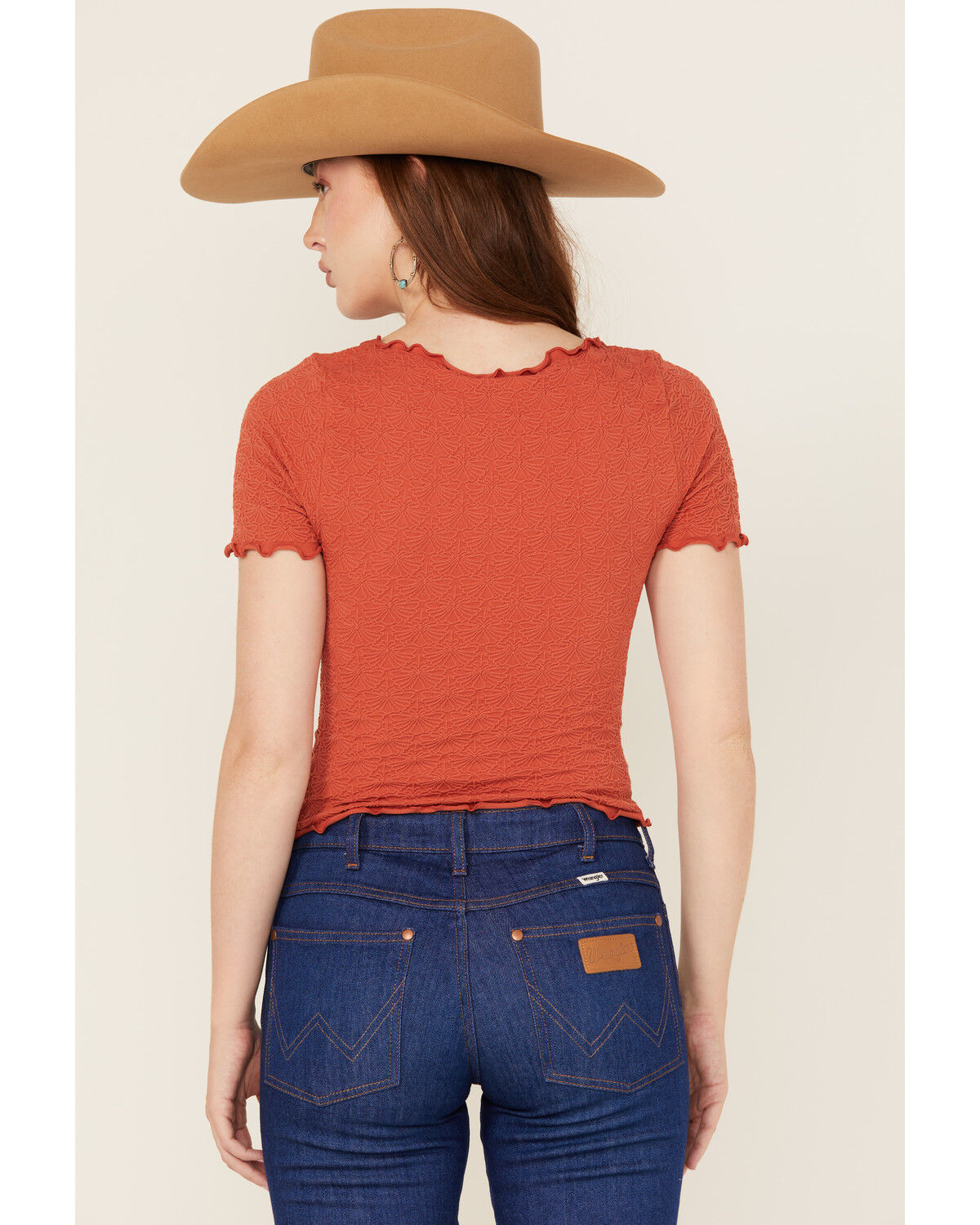 Fornia Women's Solid Lettuce Edge Short Sleeve Tee