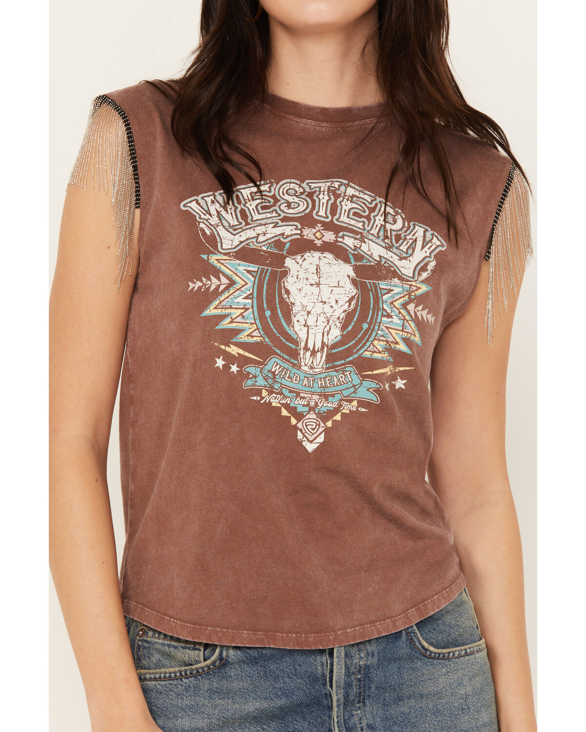 Rock & Roll Denim Women's Chain Fringe Graphic Tank