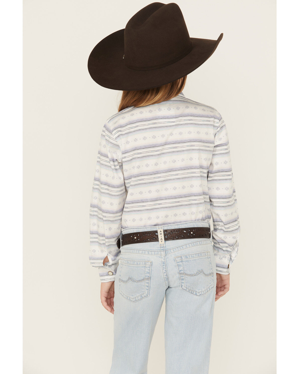 Ariat Girls' Geo Striped Long Sleeve Snap Western Shirt