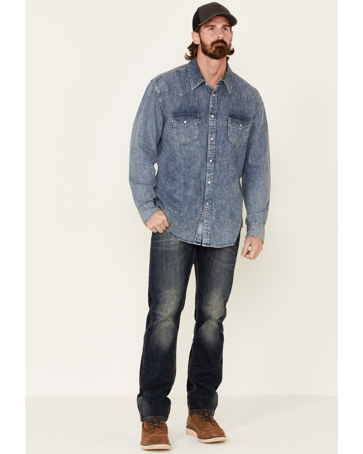 Rock & Roll Denim Men's Long Sleeve Denim Western Shirt