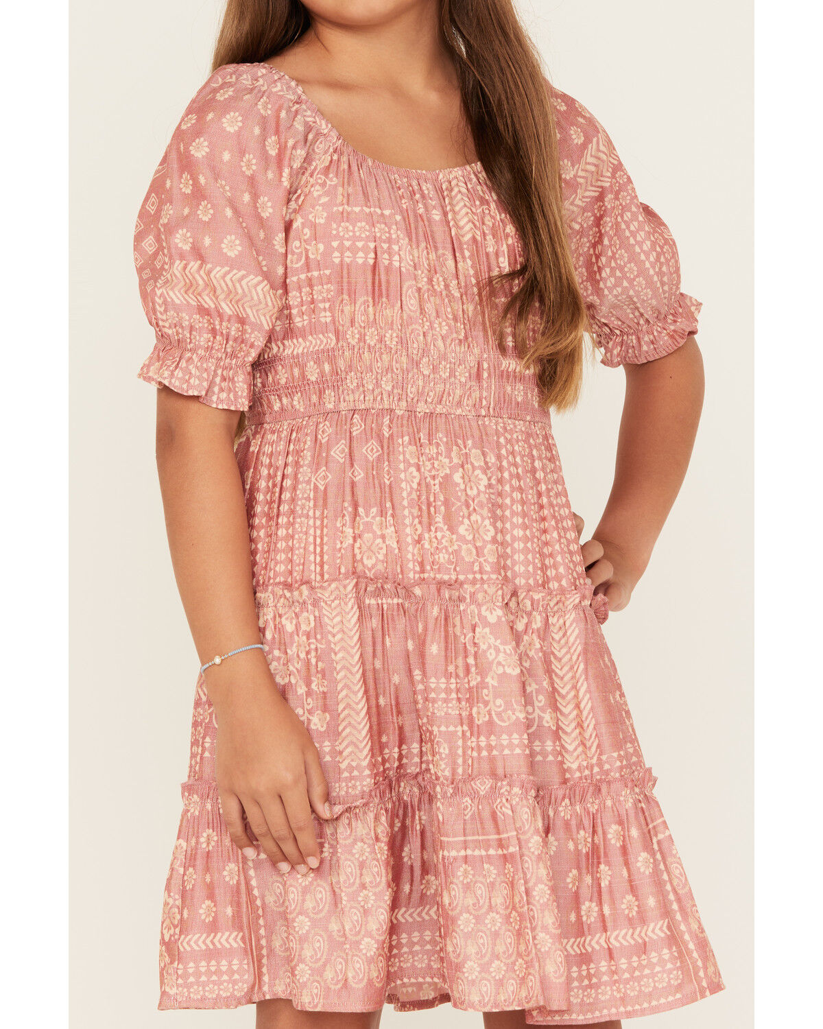 Trixxi Girls' Printed Quarter Sleeve Mini Dress