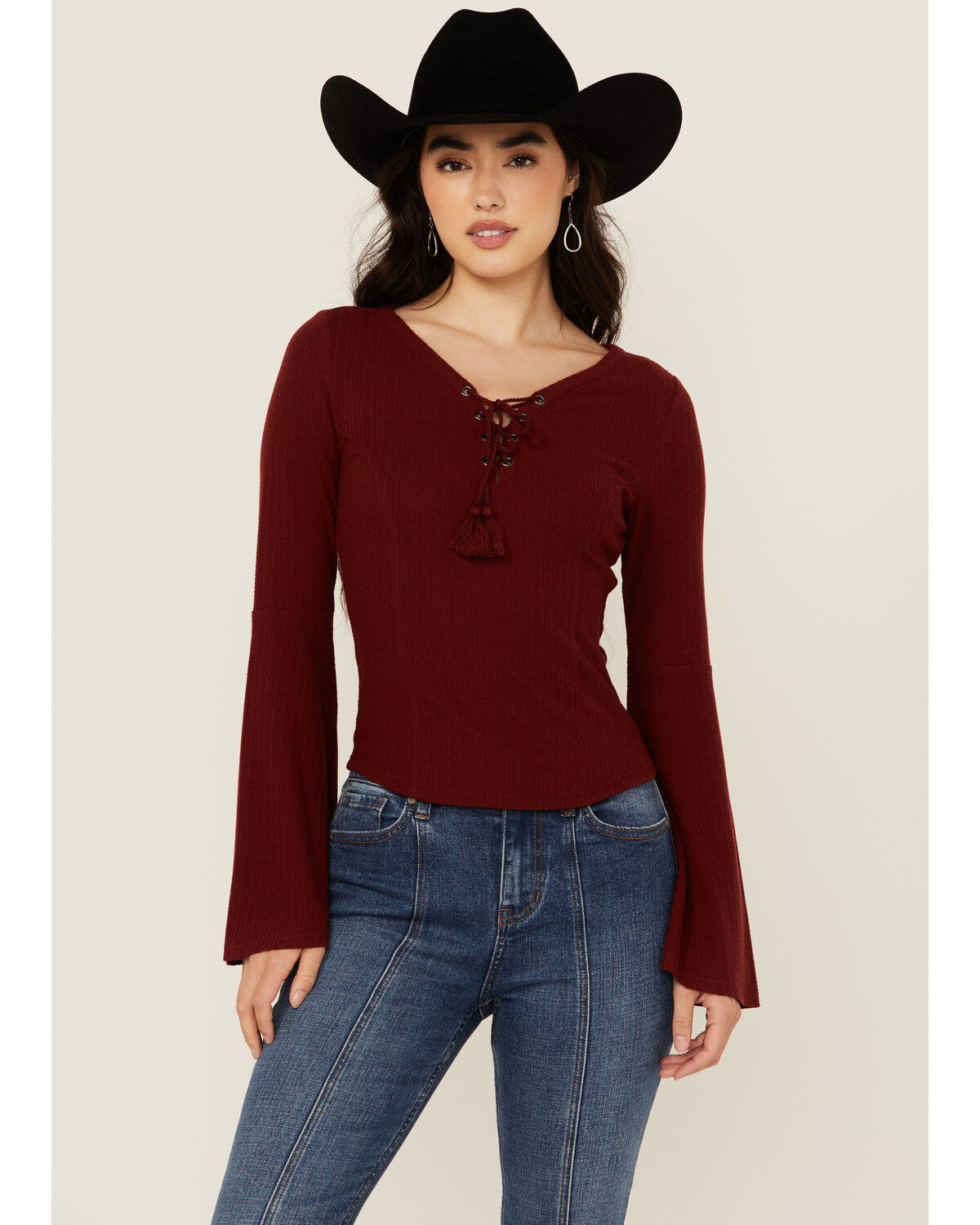 Shyanne Women's Solid Lace-Up Long Sleeve Shirt
