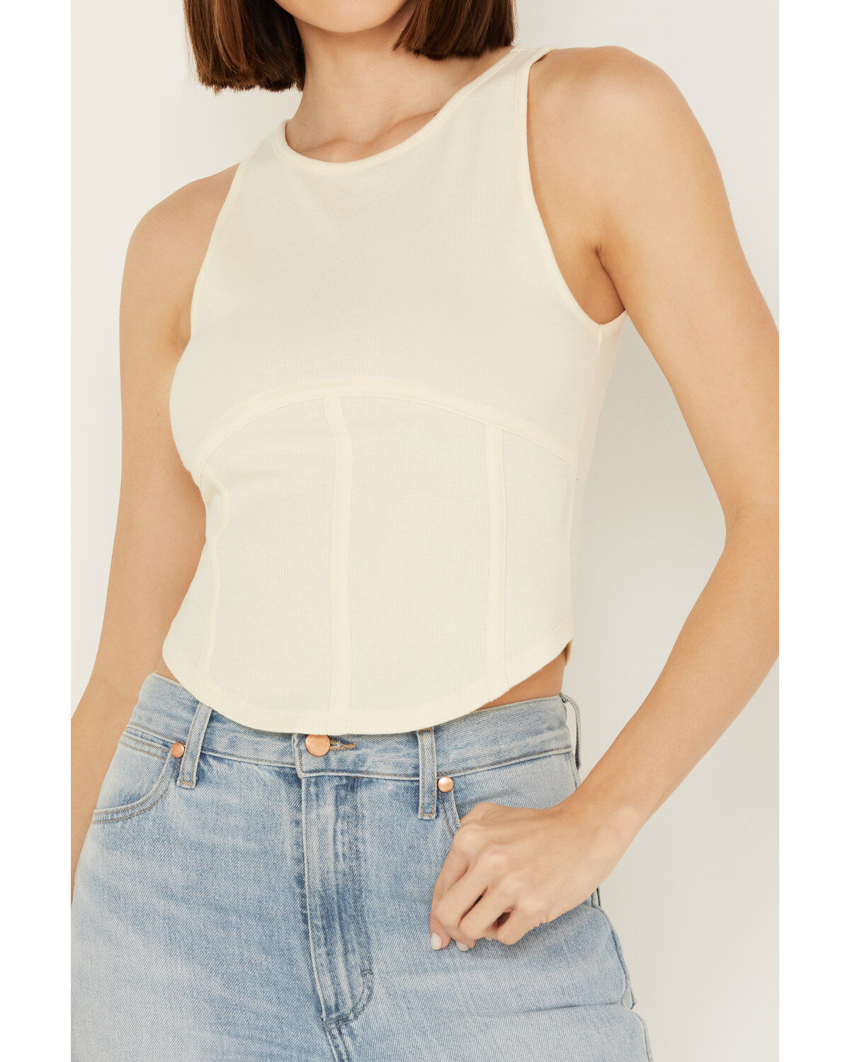 Rock & Roll Denim Women's Rib Corset Sleeveless Tank