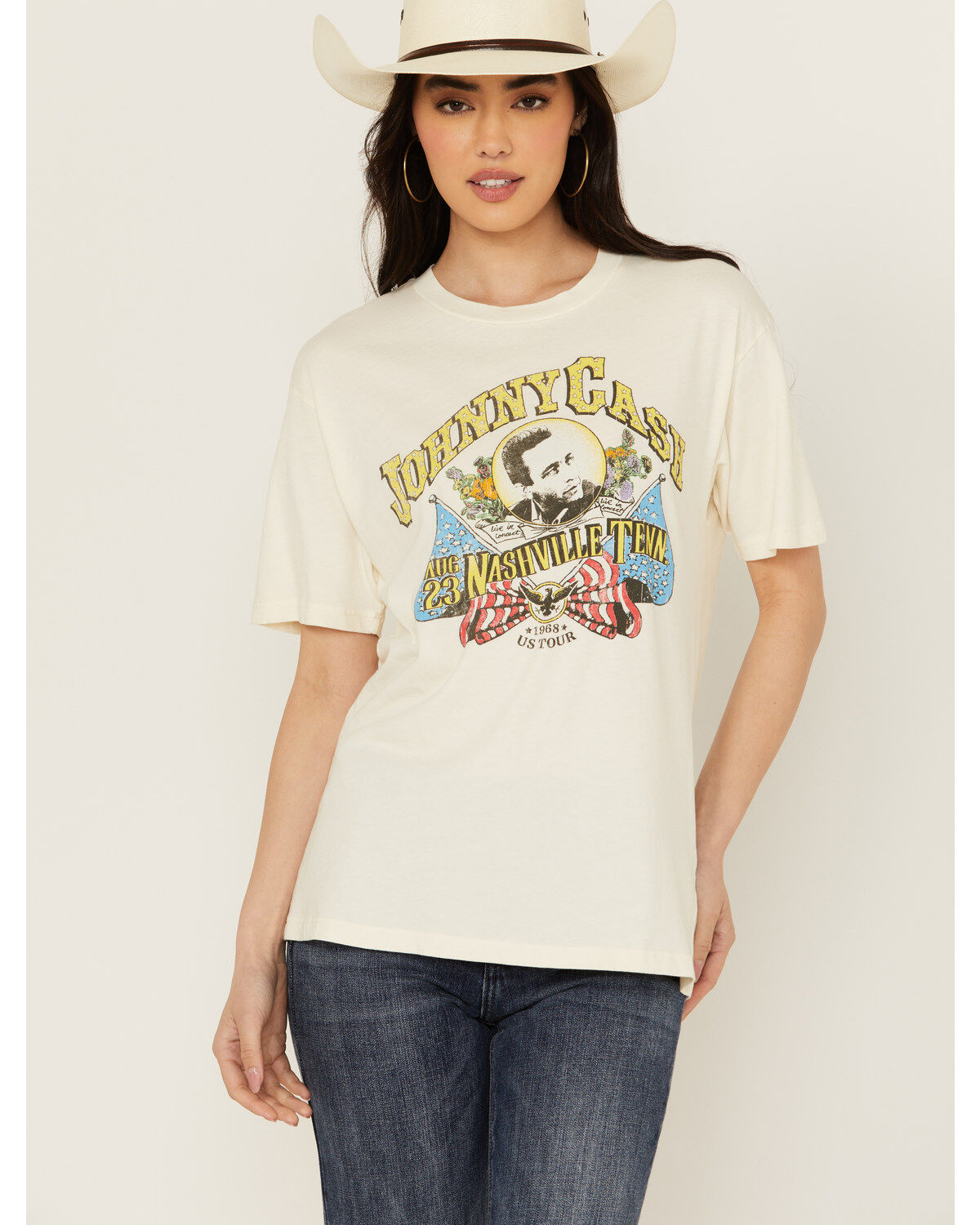 Day Dreamer Women's Johnny Cash Short Sleeve Oversized Graphic Tee