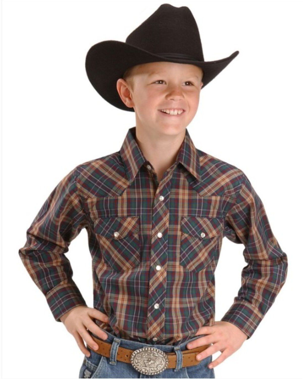 Wrangler Boy's Assorted Western Plaid Shirt