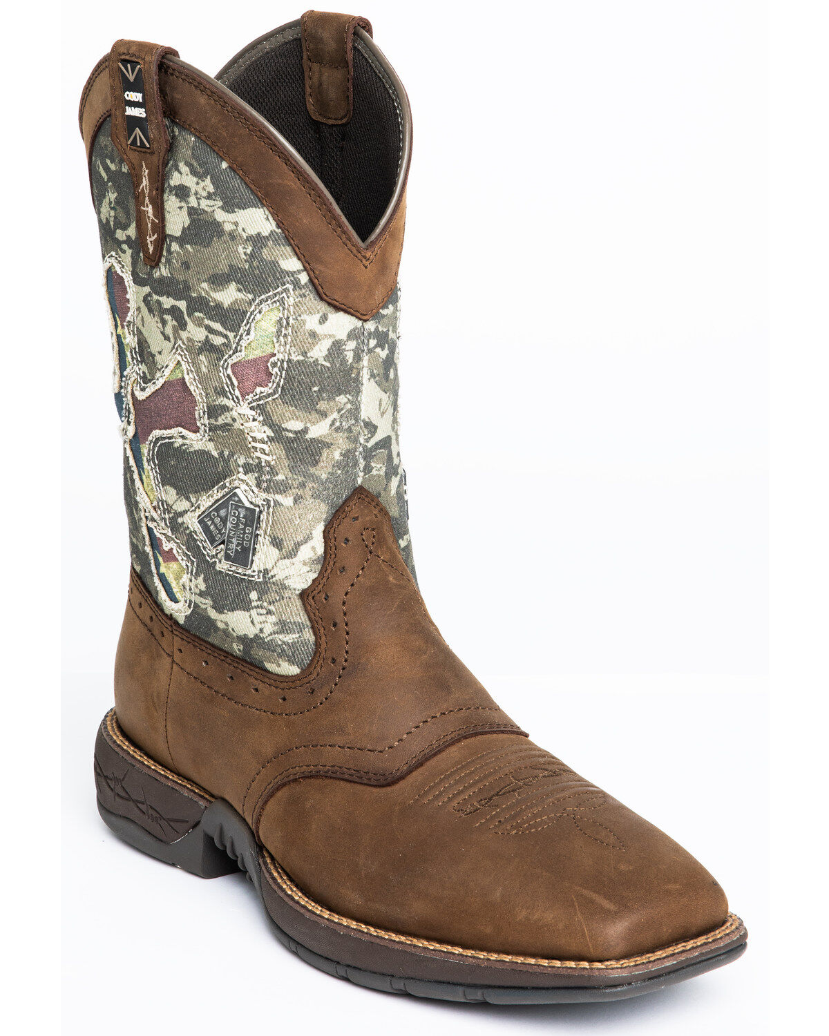 Brothers and Sons Men's Tychee Camo Flag Underlay Western Performance Boots - Broad Square Toe
