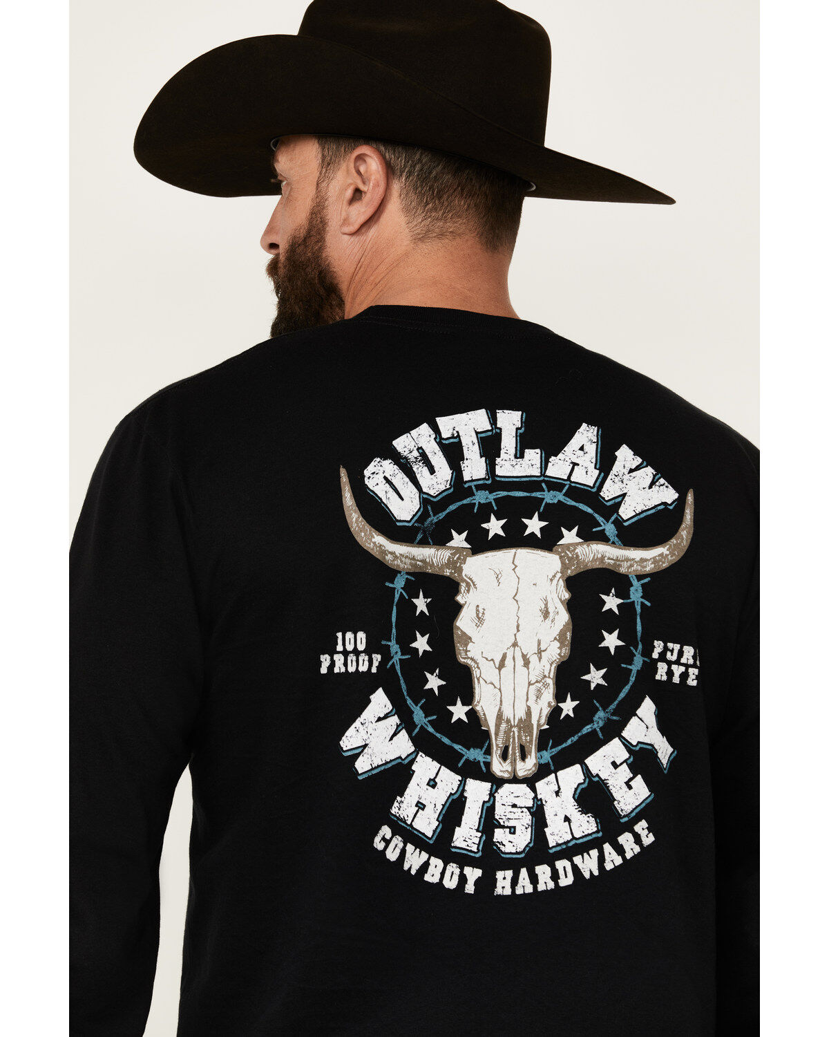 Cowboy Hardware Men's Outlaw Whiskey Long Sleeve Graphic T-Shirt