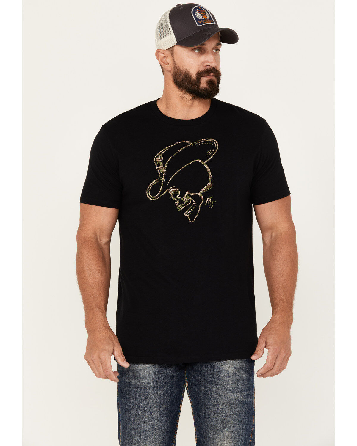 Moonshine Spirit Men's Camo Stitched Short Sleeve Graphic T-Shirt