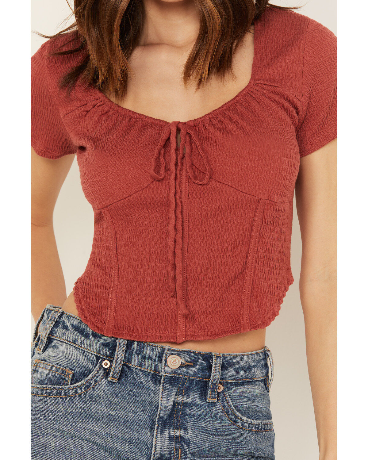 Wild Moss Women's Textured Corset Knit Top