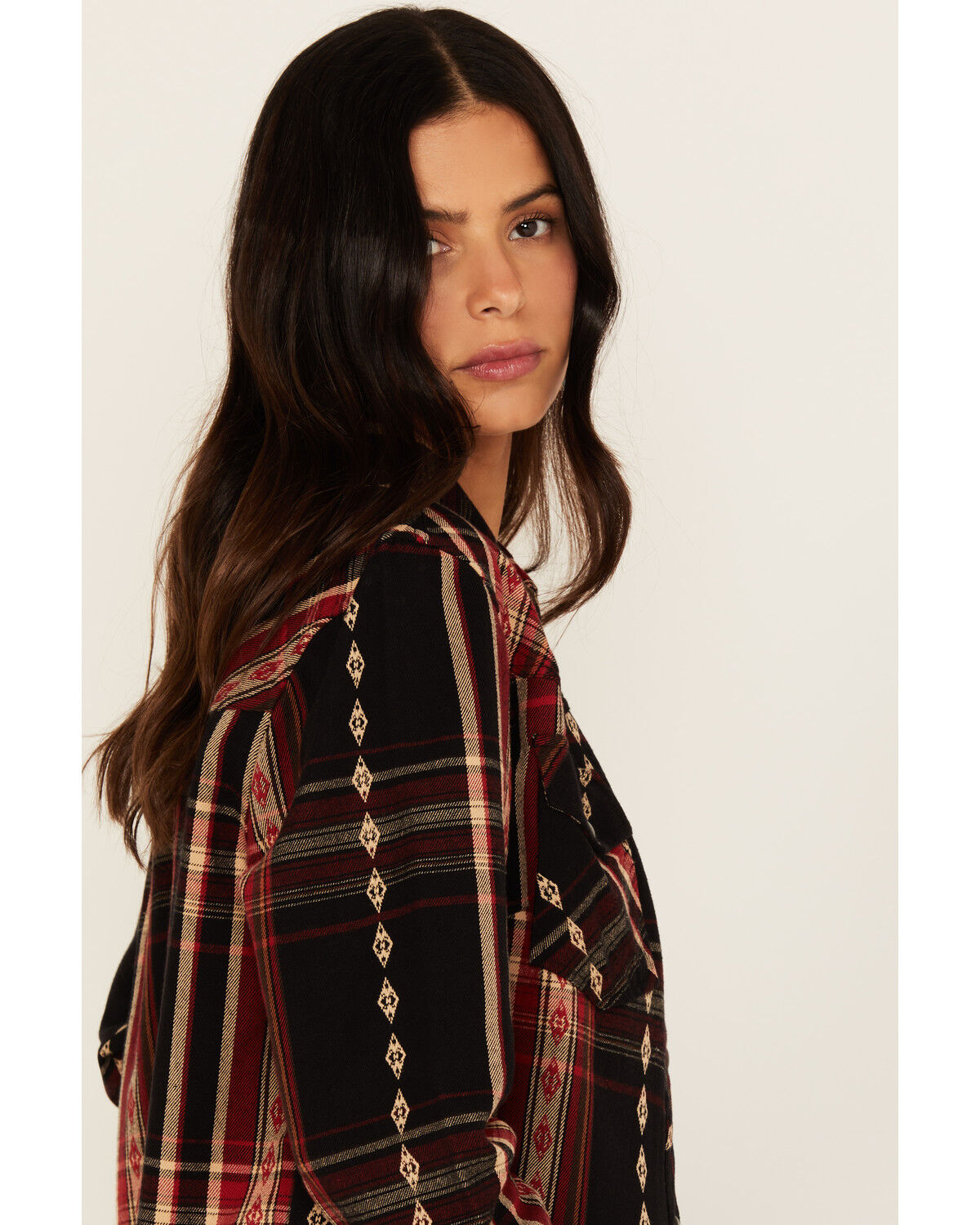 Idyllwind Women's Glenmond Dobby Plaid Print Long Sleeve Snap Flannel Shirt