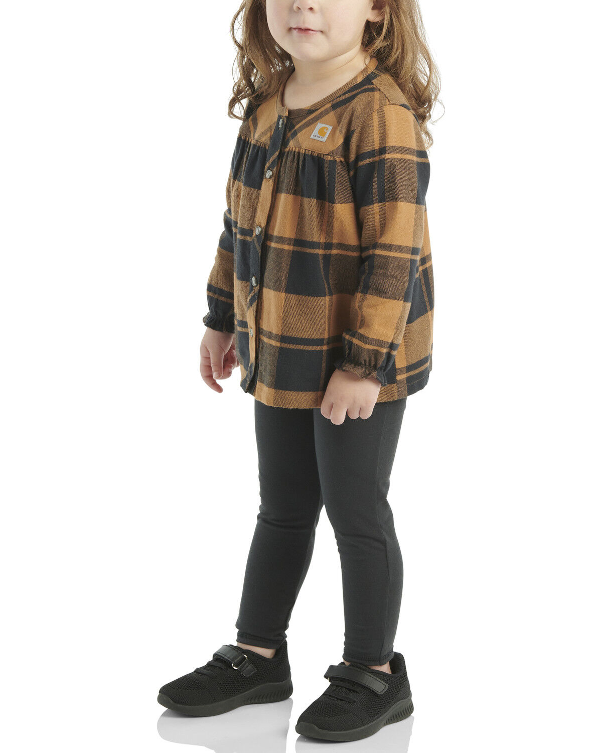 Carhartt Toddler Girls' Plaid Print Long Sleeve Button-Down Shirt And Leggings Set - 2 Piece