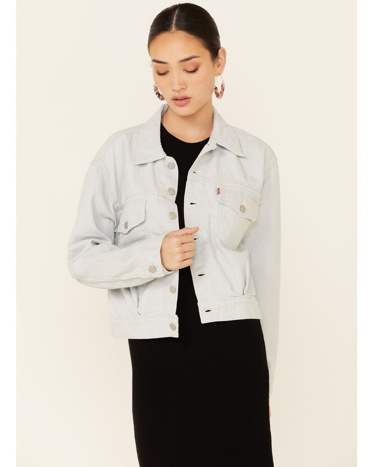 Levi's Women's Waste Not Light Wash Denim Button-Front Oversized Trucker Jacket