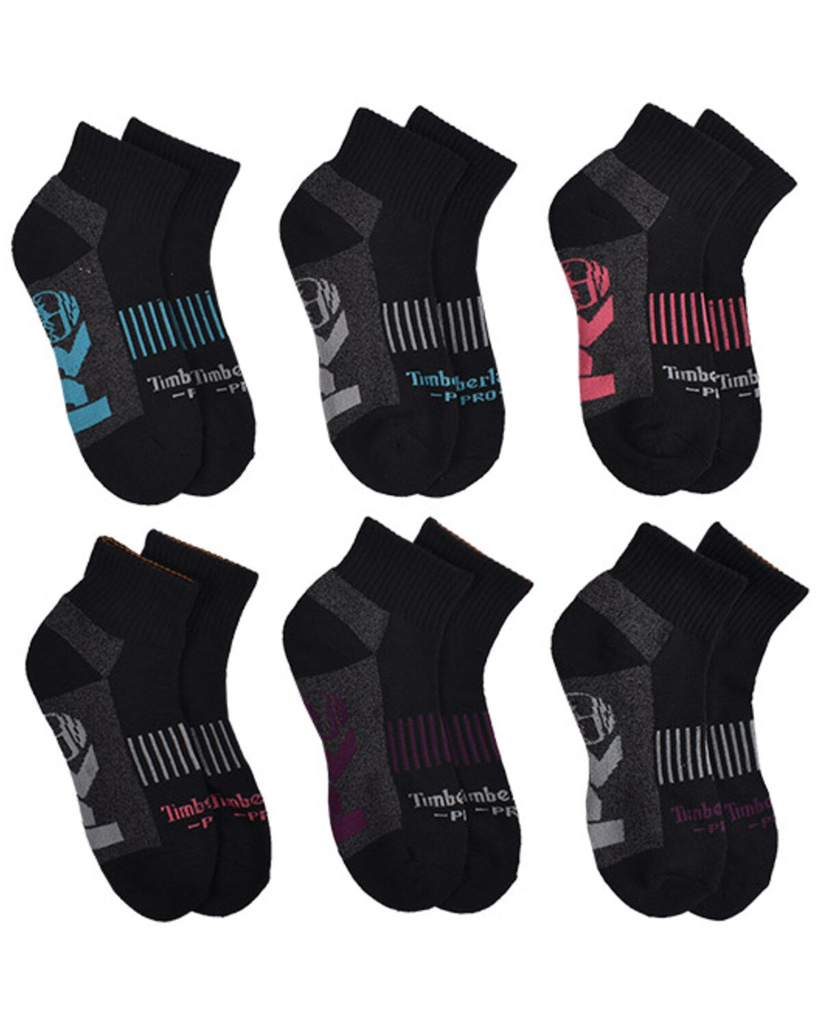 Timberland PRO Women's Contrast Logo Quarter Socks - 6 Piece