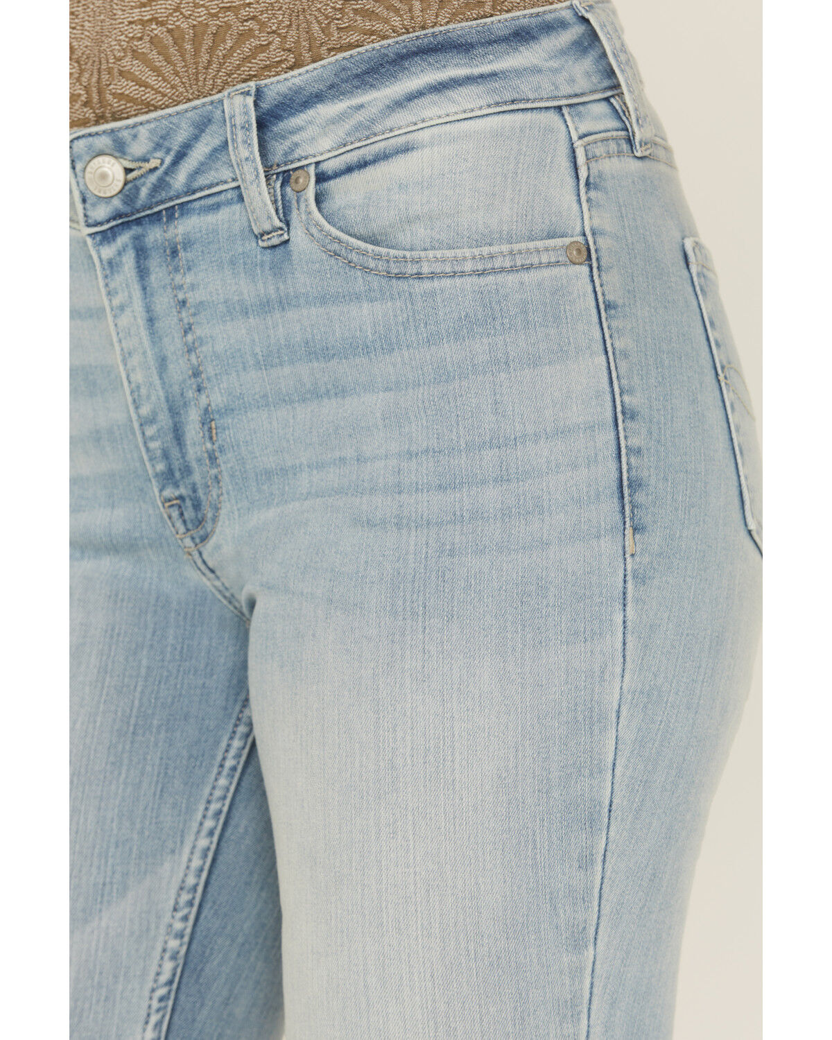 Shyanne Women's Baker Light Wash Mid Rise Bootcut Super Stretch Denim Jeans