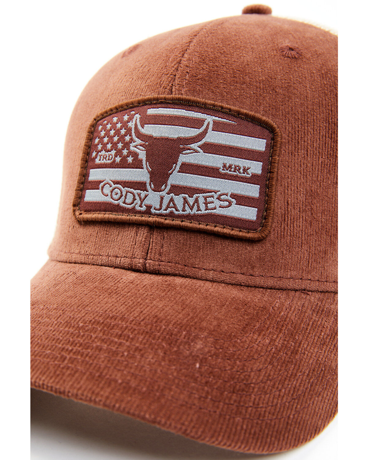 Cody James Men's Corduroy Steer Head Flag Patch Ball Cap